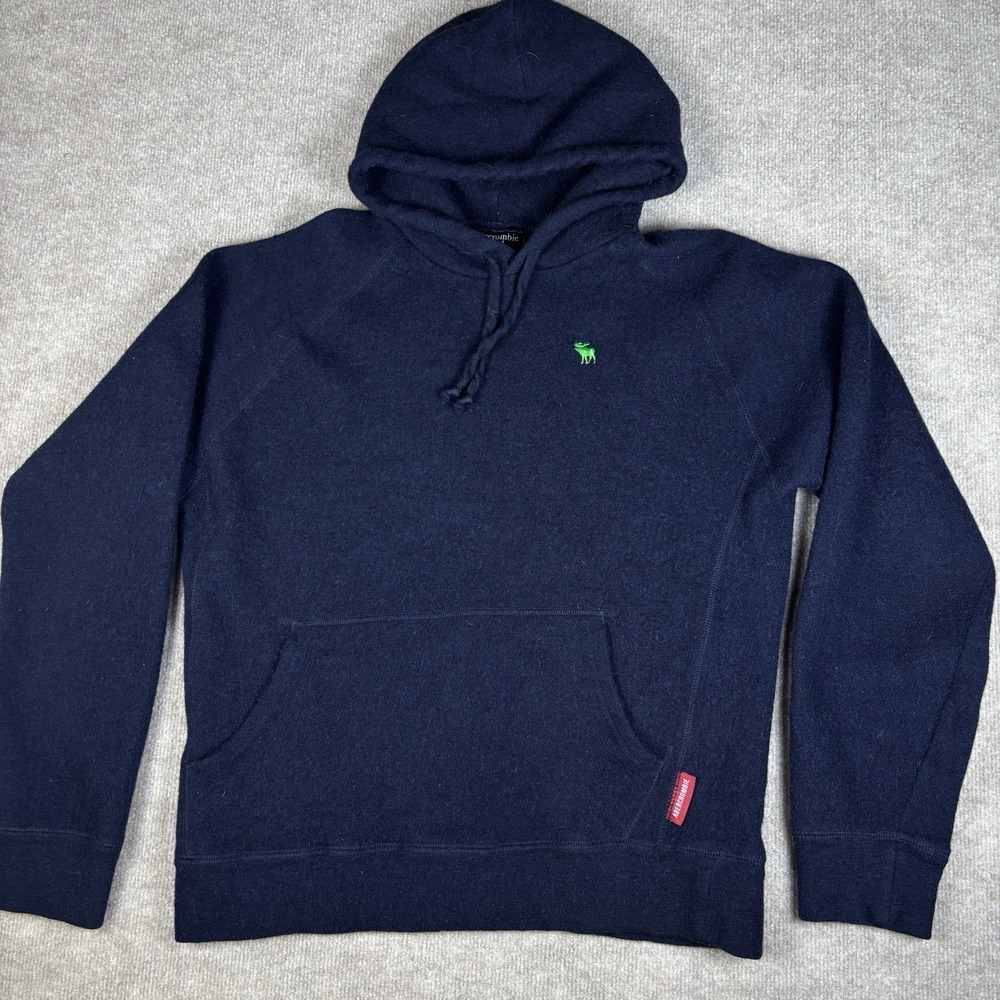 Abercrombie & Fitch Wool Blend Pullover Hoodie Navy Blue Men's Large L